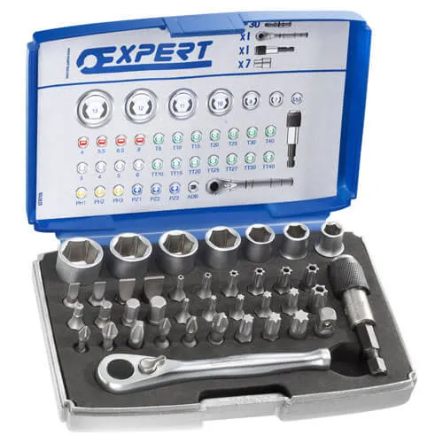 Expert by Facom 39 Piece 1/4" Drive Hex Socket and Screwdriver Bit Set Metric - 1/4"