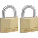 Masterlock Solid Brass Padlock Pack of 2 Keyed Alike - 40mm, Standard