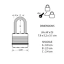 Master Lock Excell Stainless steel Cylinder Open shackle Padlock (W)50mm, Pack of 2