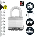 Master Lock Excell Stainless steel Cylinder Open shackle Padlock (W)50mm, Pack of 2