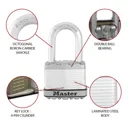 Master Lock Excell Steel Cylinder Open shackle Padlock (W)50mm, Pack of 3