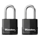 Master Lock Excell Laminated Steel Cylinder Open shackle Padlock (W)48mm, Pack of 2