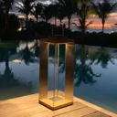 Teckinox LED solar lantern, teak/steel, 36.5 cm