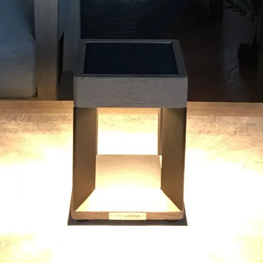 Teckalu LED solar table lamp, white/light wood