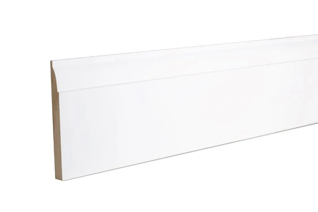 Primed White MDF Ovolo Skirting board (L)2.4m (W)119mm (T)14.5mm