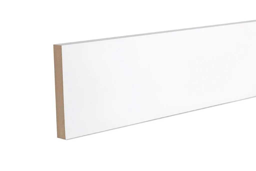 Primed White MDF Square edge Skirting board (L)2.4m (W)119mm (T)18mm