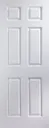 6 panel Primed White Woodgrain effect LH & RH Internal Fire Door, (H)1981mm (W)838mm (T)44mm