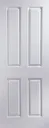 4 panel Primed White Woodgrain effect LH & RH Internal Fire Door, (H)1981mm (W)762mm