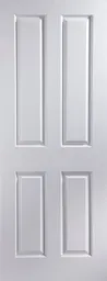 4 panel Primed White Woodgrain effect LH & RH Internal Fire Door, (H)1981mm (W)686mm