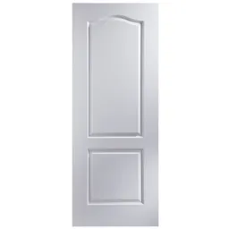 2 panel Arched Primed White Woodgrain effect LH & RH Internal Fire Door, (H)1981mm (W)686mm