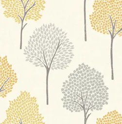 Colours Eula Grey & yellow Tree Smooth Wallpaper