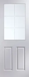 2 panel 6 Lite Etched Glazed White Internal Door, (H)1981mm (W)686mm (T)35mm