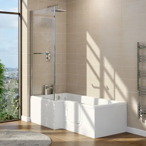 Cooke & Lewis Acrylic Right-handed L-shaped Walk-in Shower Bath (L)1700mm (W)850mm