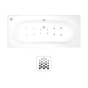 Cooke & Lewis Helena Acrylic Oval 12 Curved Bath, panel & air spa set, (L)1700mm (W)800mm