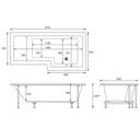 Cooke & Lewis Adelphi L-shaped 6 Shower Bath, panel, screen & air spa set, (L)1675mm (W)850mm