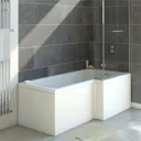 Cooke & Lewis Solarna Acrylic L-shaped Shower Bath, panel & screen set, (L)1500mm (W)850mm