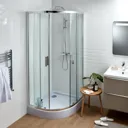 GoodHome Beloya Quadrant Clear Shower Enclosure & tray with Corner entry double sliding door (W)900mm (D)900mm