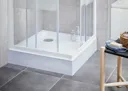 GoodHome Onega Square Clear Shower Enclosure & tray with Corner entry double sliding door (W)800mm (D)800mm