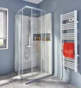 GoodHome Onega Square Clear Shower Enclosure & tray with Corner entry double sliding door (W)900mm (D)900mm