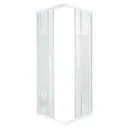 GoodHome Onega White Square Frosted effect Shower Enclosure & tray with Corner entry double sliding door (W)900mm (D)900mm