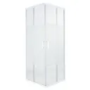GoodHome Onega White Square Frosted effect Shower Enclosure & tray with Corner entry double sliding door (W)900mm (D)900mm