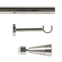 GoodHome Olympe Nickel effect Fixed Curtain pole Set, (L)2m