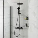 GoodHome Cavally 3-spray pattern Wall-mounted Black Thermostatic Shower kit