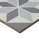 Hydrolic Black & white Matt Star Porcelain Wall & floor Tile Sample