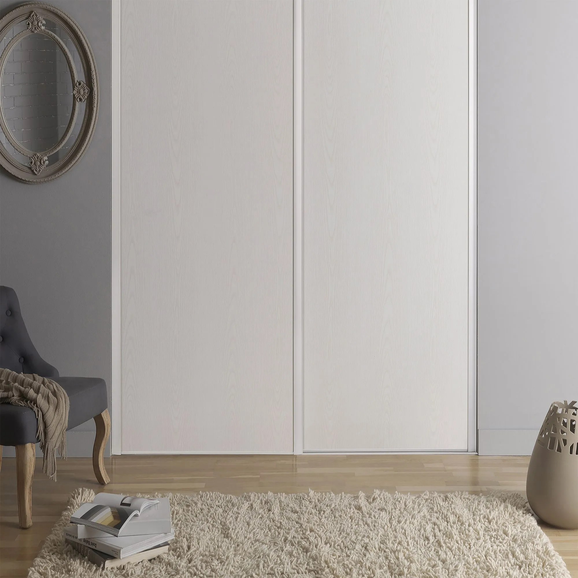 Valla White 1 panel Sliding Wardrobe Door (H)2500mm (W)622mm
