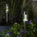 Silver Silver effect Solar-powered LED Outdoor Spike light