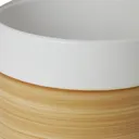 White Clay Wood effect Round Plant pot (Dia)22.5cm