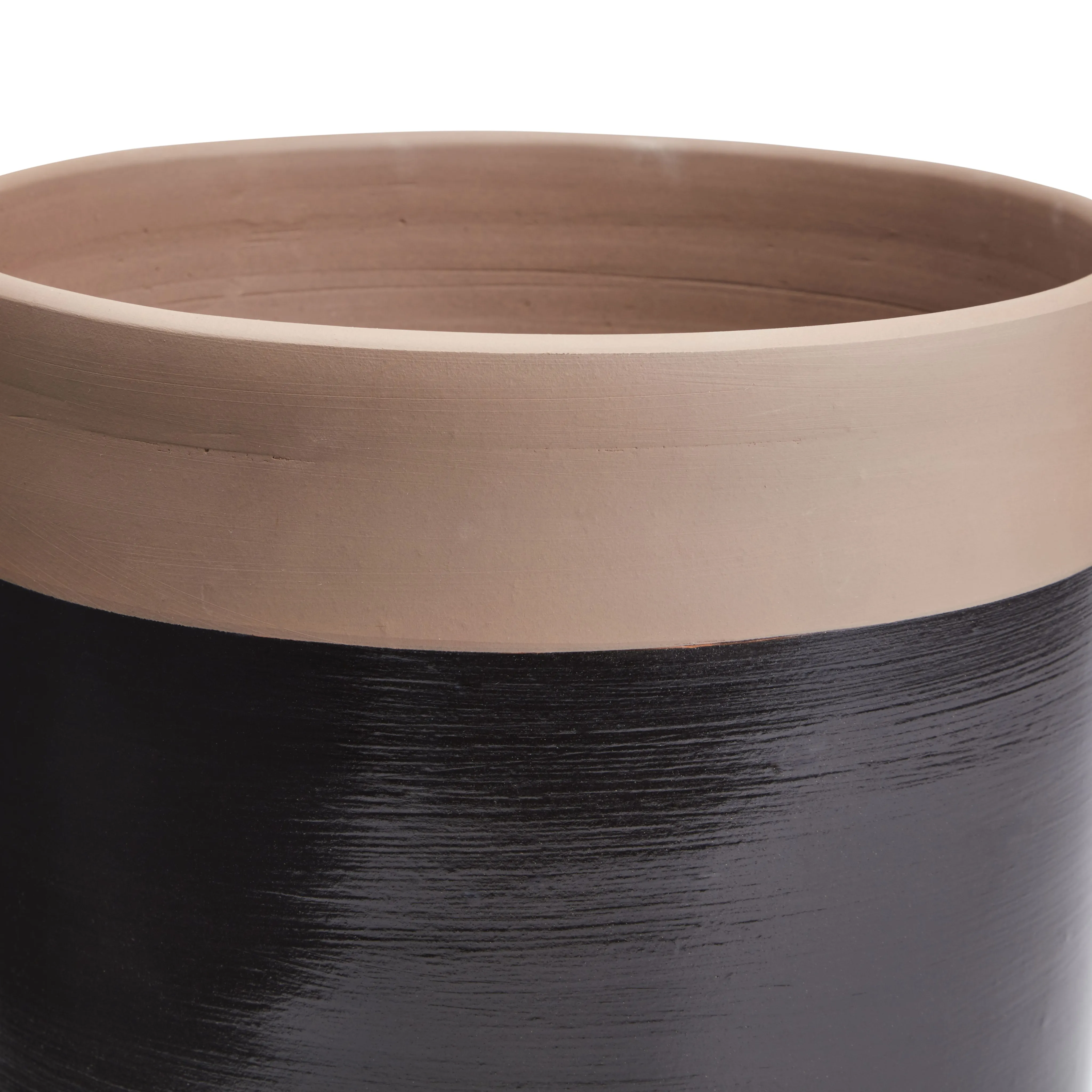 Black Clay Dipped Round Plant pot (Dia)24.7cm