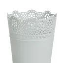 Duck egg Plastic Lace Round Plant pot (Dia)13.7cm