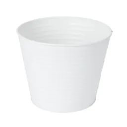 White Metal Ribbed Round Plant pot (Dia)20.5cm
