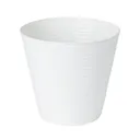 White Metal Ribbed Round Plant pot (Dia)27.3cm
