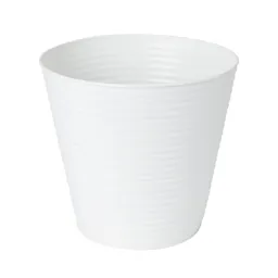 White Metal Ribbed Round Plant pot (Dia)27.3cm