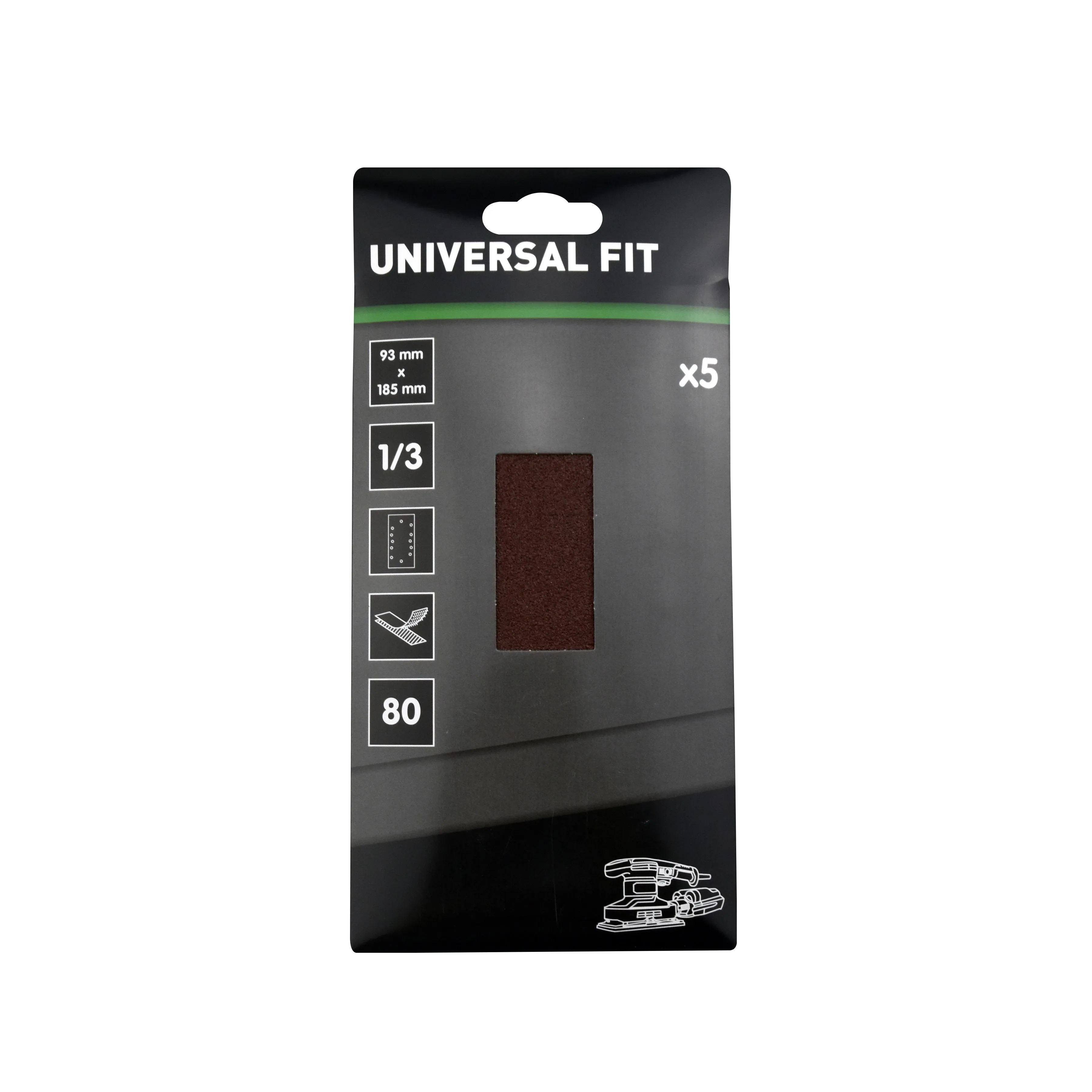 Universal Fit 80 grit 1/3 sanding sheet (L)185mm (W)93mm, Pack of 5
