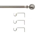 GoodHome Athens Grey Brushed nickel effect Extendable Ball Curtain pole Set, (L)2000mm-3300mm (Dia)19mm