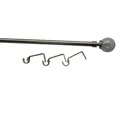 GoodHome Athens Grey Brushed nickel effect Extendable Ball Curtain pole Set, (L)1200mm-2100mm (Dia)19mm