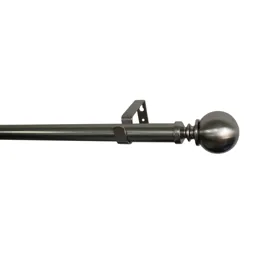 GoodHome Athens Grey Brushed nickel effect Extendable Ball Curtain pole Set, (L)1200mm-2100mm (Dia)28mm