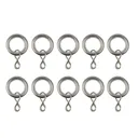 GoodHome Nisis Brushed nickel effect Grey Curtain ring (Dia)10mm, Pack of 10