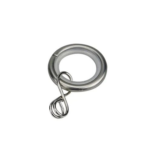 GoodHome Nisis Brushed nickel effect Grey Curtain ring (Dia)10mm, Pack of 10