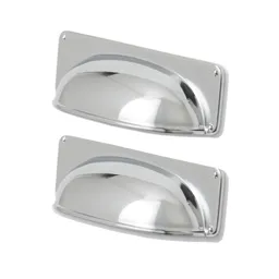 GoodHome Juniper Polished Silver Chrome effect Zamac Cabinet Handle (L)96mm, Pack of 2