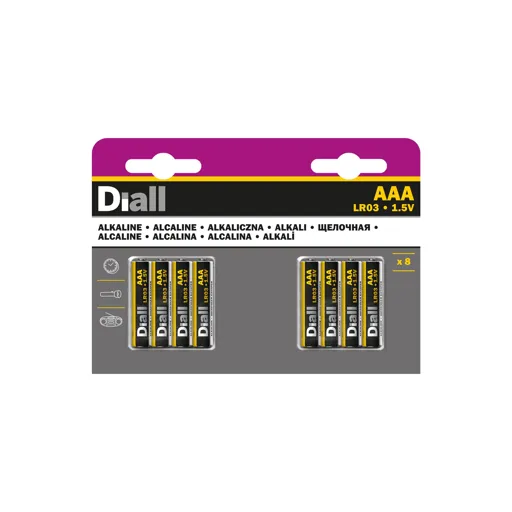 Diall Alkaline batteries Non-rechargeable AAA (LR03) Battery, Pack of 8