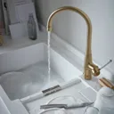 GoodHome Filbert Gold Brass effect Kitchen Side lever Tap