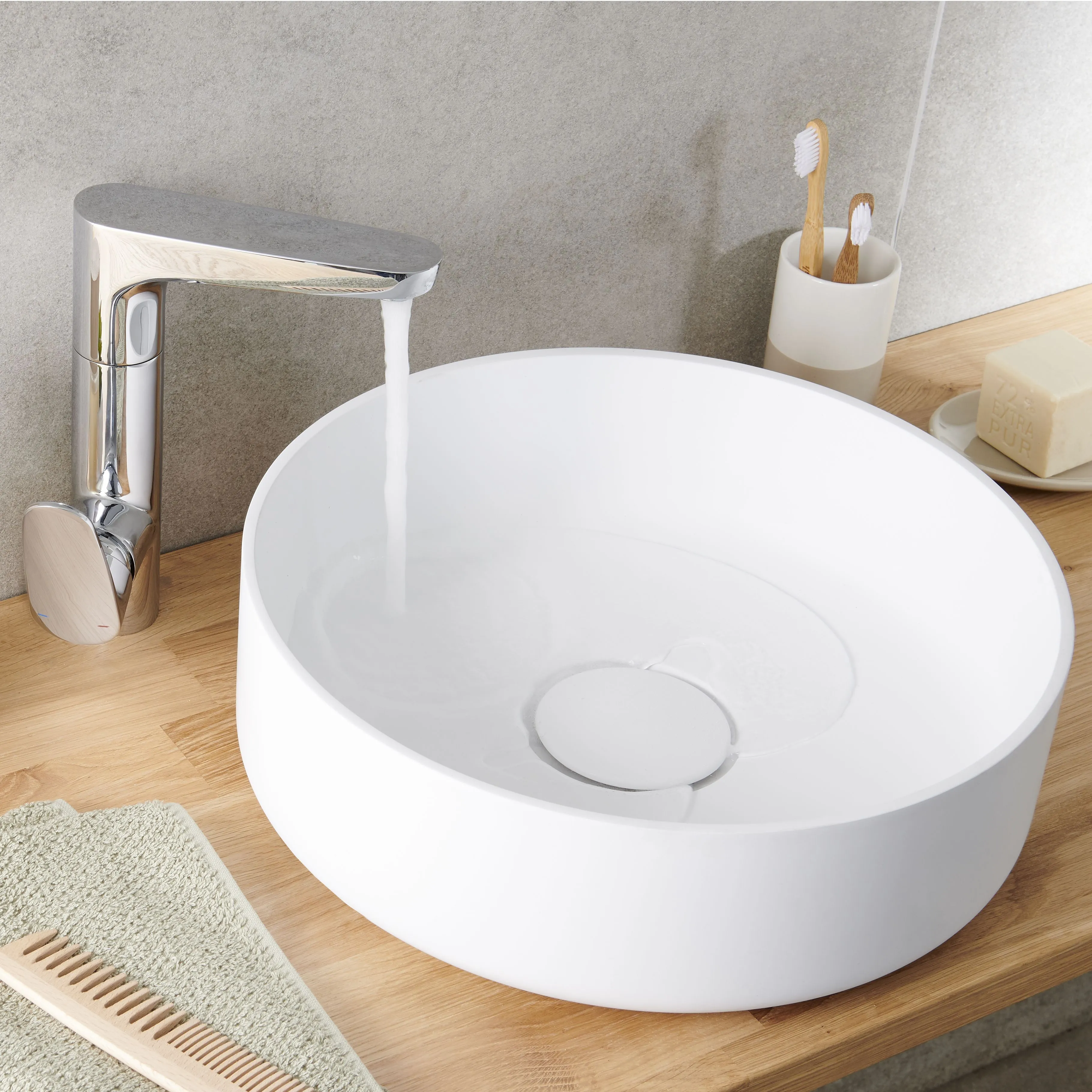GoodHome Apanas Round Counter-mounted Counter top Basin (W)38cm