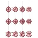 Red Glitter effect Snowflake Decoration, Set of 12