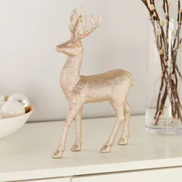 Champagne Glitter effect Reindeer Decoration