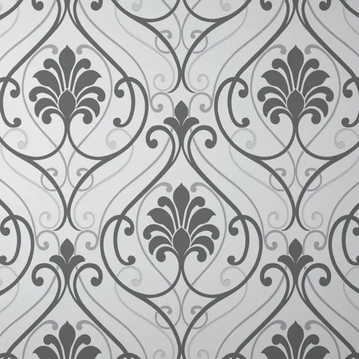 Blain Grey & white Damask Glitter & mica effect Textured Wallpaper