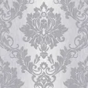 GoodHome Phacelia Grey Damask Textured Wallpaper